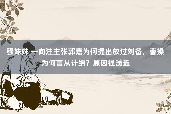 骚妹妹 一向注主张郭嘉为何提出放过刘备，曹操为何言从计纳？原因很浅近