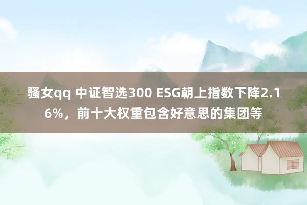 骚女qq 中证智选300 ESG朝上指数下降2.16%，前十大权重包含好意思的集团等