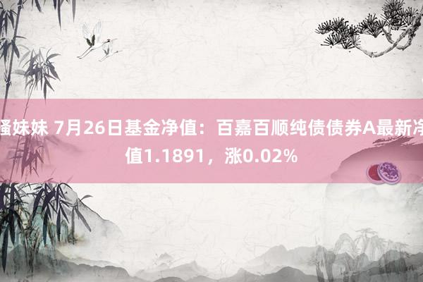 骚妹妹 7月26日基金净值：百嘉百顺纯债债券A最新净值1.1891，涨0.02%