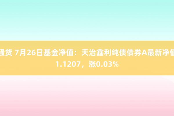 骚货 7月26日基金净值：天治鑫利纯债债券A最新净值1.1207，涨0.03%