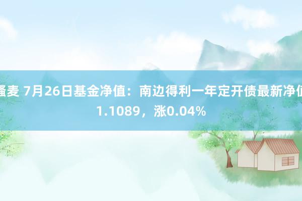 骚麦 7月26日基金净值：南边得利一年定开债最新净值1.1089，涨0.04%