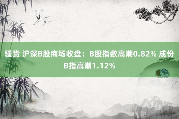 骚货 沪深B股商场收盘：B股指数高潮0.82% 成份B指高潮1.12%