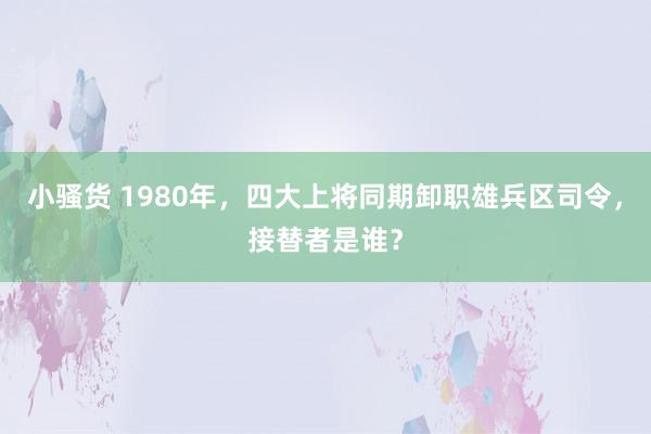 小骚货 1980年，四大上将同期卸职雄兵区司令，接替者是谁？