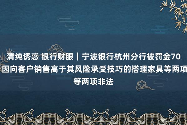 清纯诱惑 银行财眼｜宁波银行杭州分行被罚金70万元 因向客户销售高于其风险承受技巧的搭理家具等两项非法