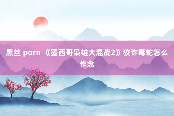 黑丝 porn 《墨西哥枭雄大混战2》狡诈毒蛇怎么作念