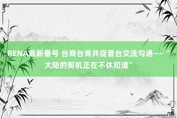 RENA最新番号 台商台青共促晋台交流勾通——“大陆的契机正在不休知道”